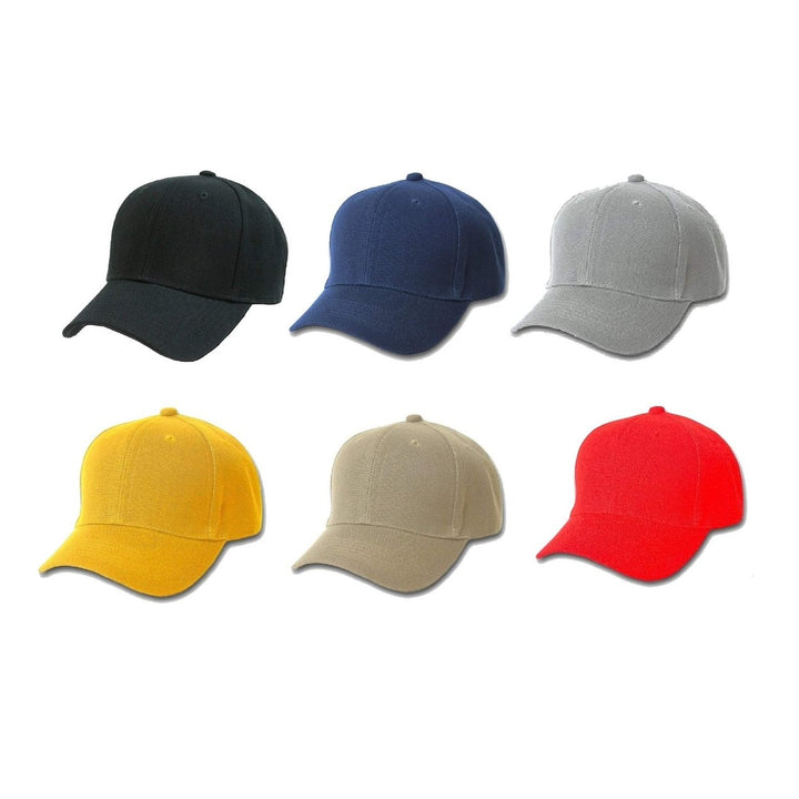 Unisex Adjustable Plain Baseball Cap Solid Color Hat Max Comfort Packs of 1-24 Image 9