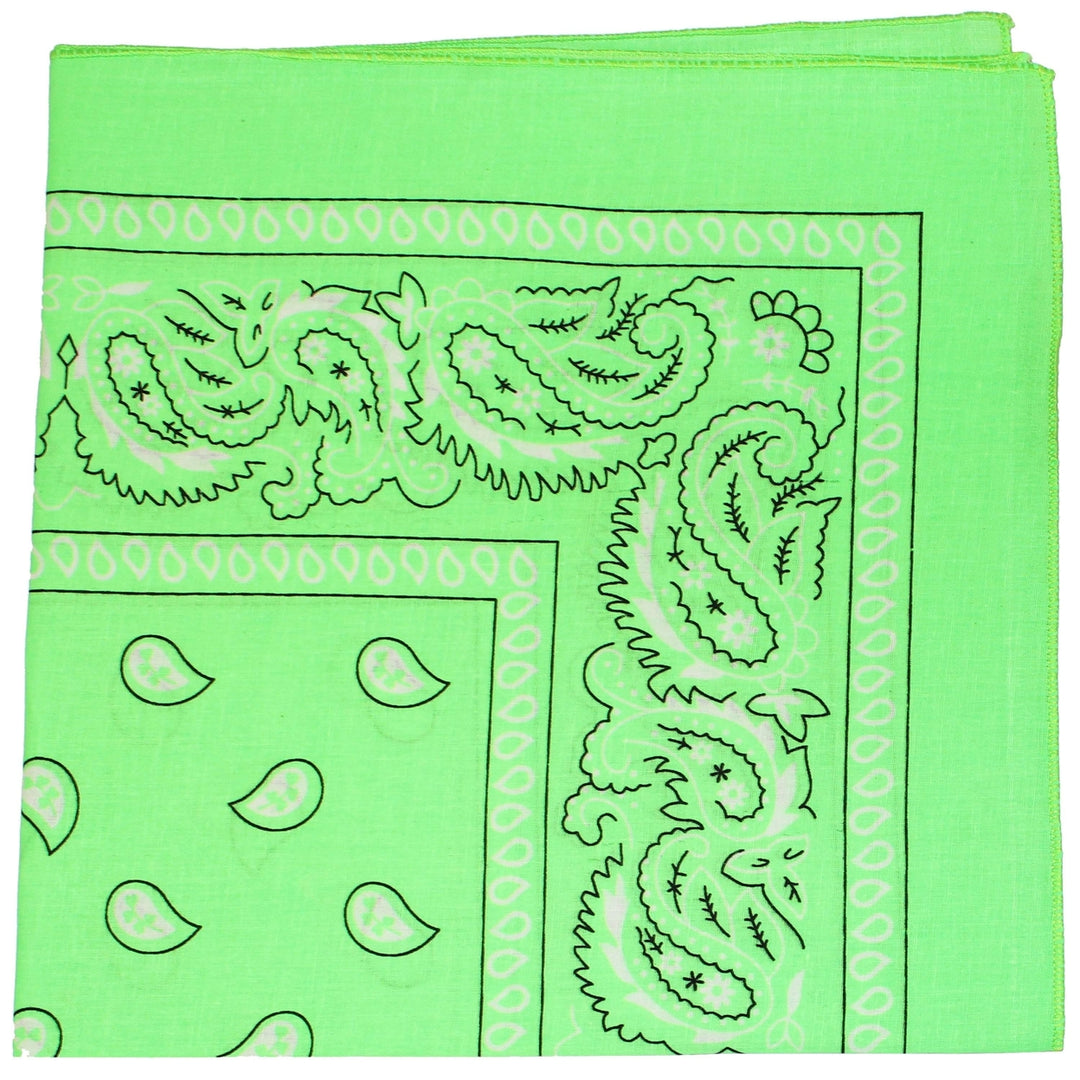 Qraftsy Neon Paisley Bandana 100% Cotton 22x22 Available in 1 or 3 Pack Image 1