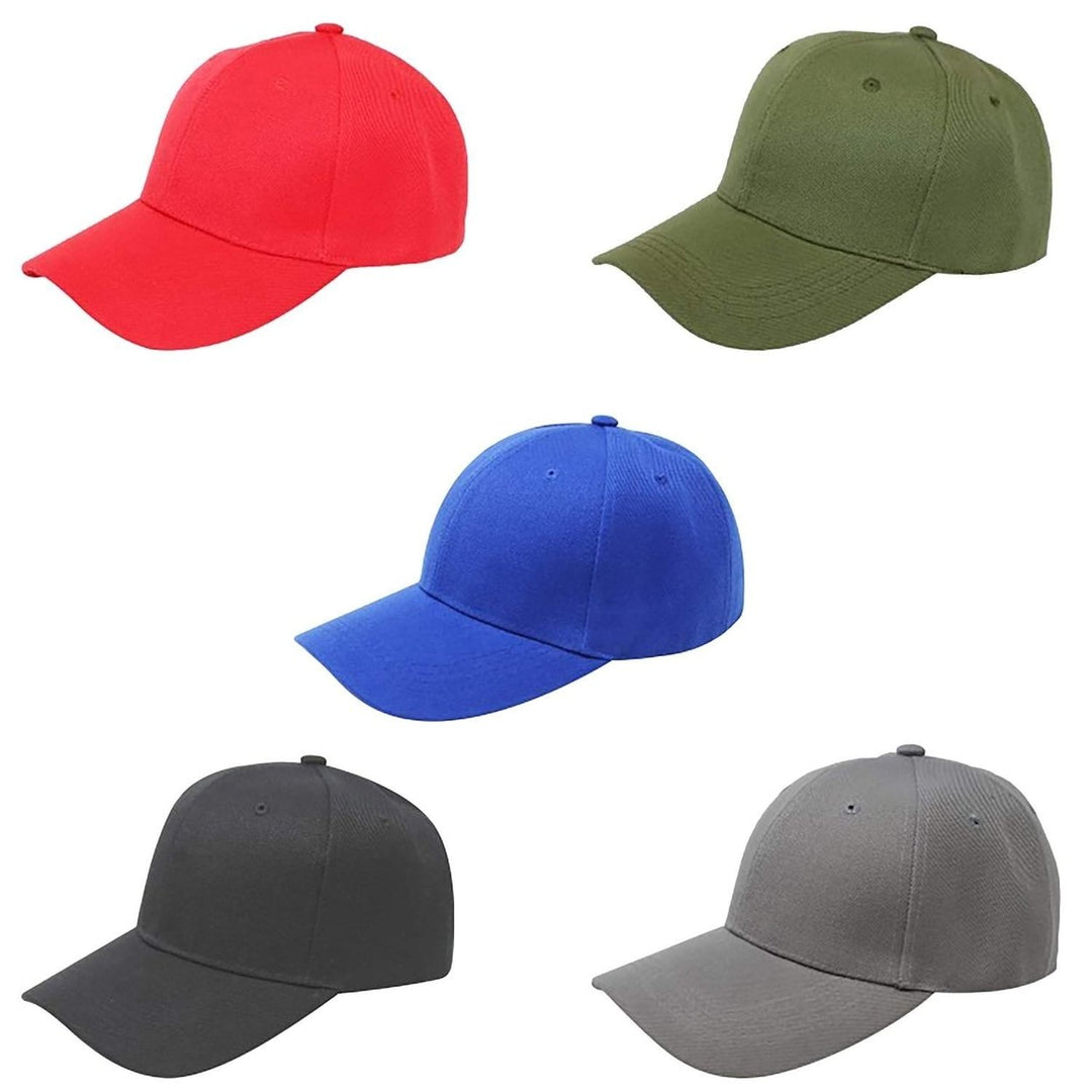 Mechaly Pack of 5 Adjustable Baseball Cap Hat Plain Curved Brim Polyester Assorted Image 7