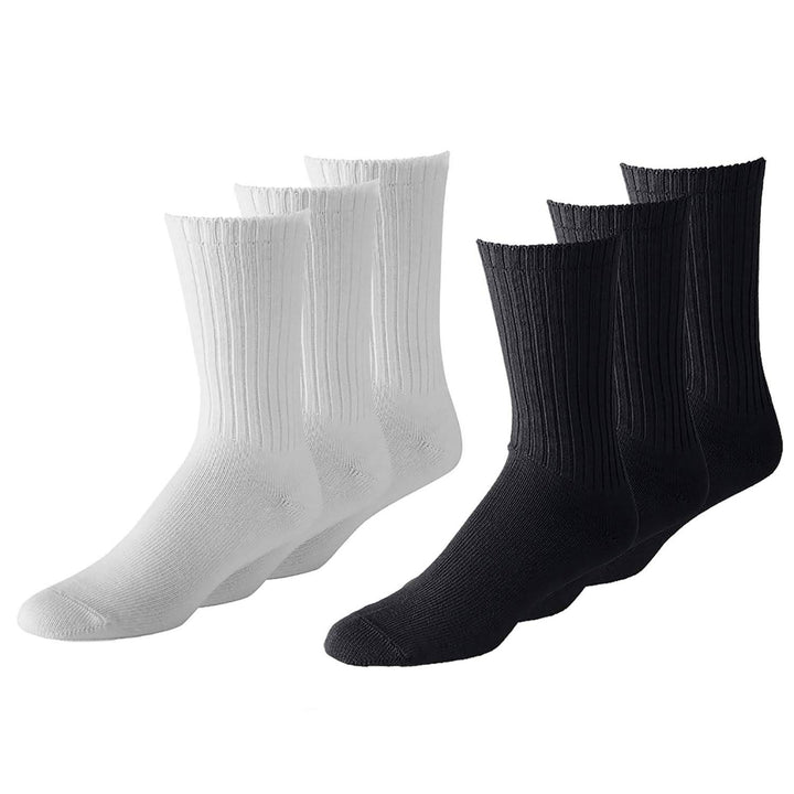 Womens Crew Socks Black and White Size 6-8 Bulk Wholesale Packs Cotton Polyester Image 2