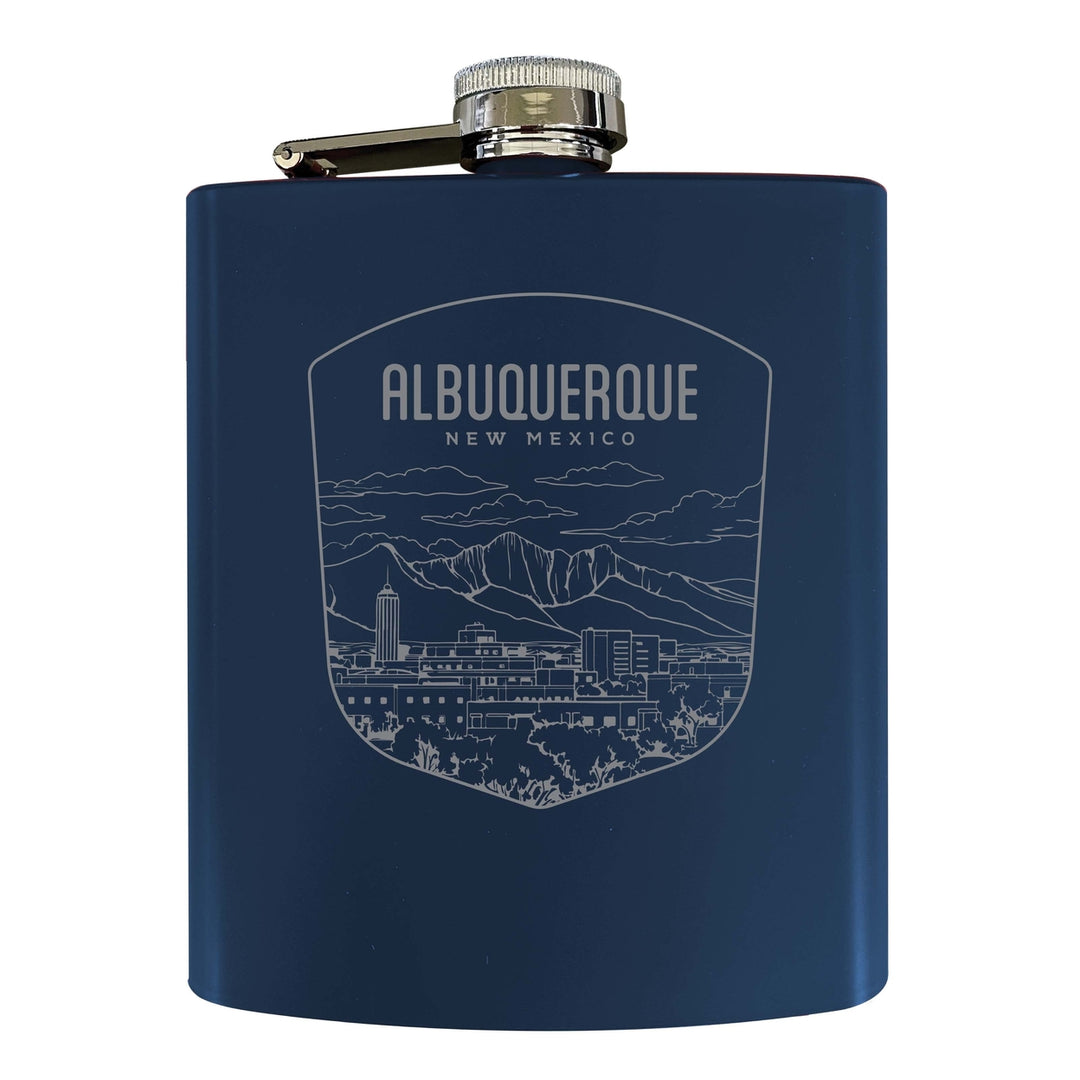 Albuquerque Mexico Souvenir 7 oz Engraved Steel Flask Matte Finish Image 2