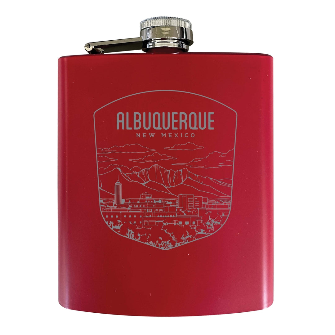 Albuquerque Mexico Souvenir 7 oz Engraved Steel Flask Matte Finish Image 3