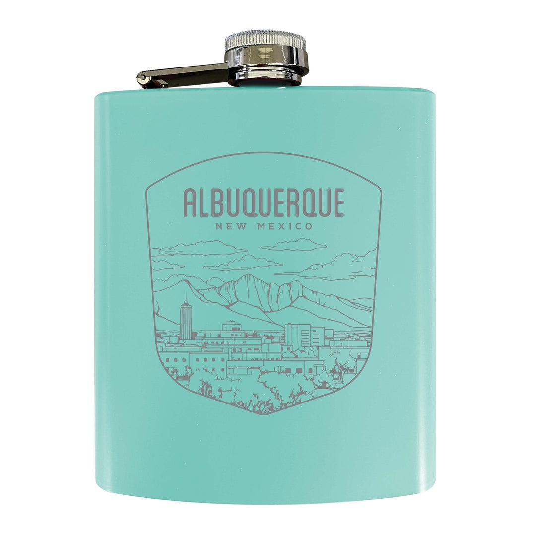 Albuquerque Mexico Souvenir 7 oz Engraved Steel Flask Matte Finish Image 4