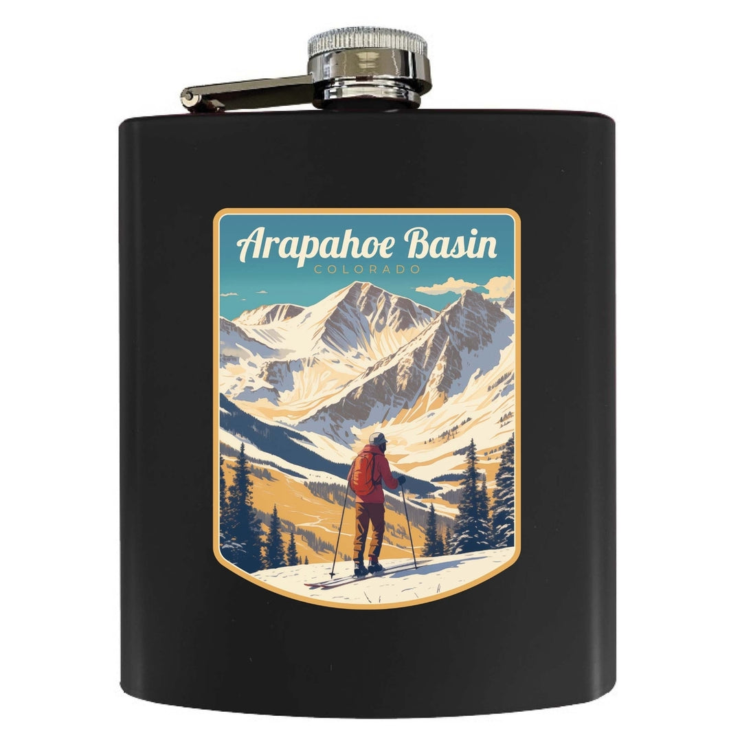 Arapahoe Basin Design A Souvenir 7 oz Steel Flask Matte Finish Image 2