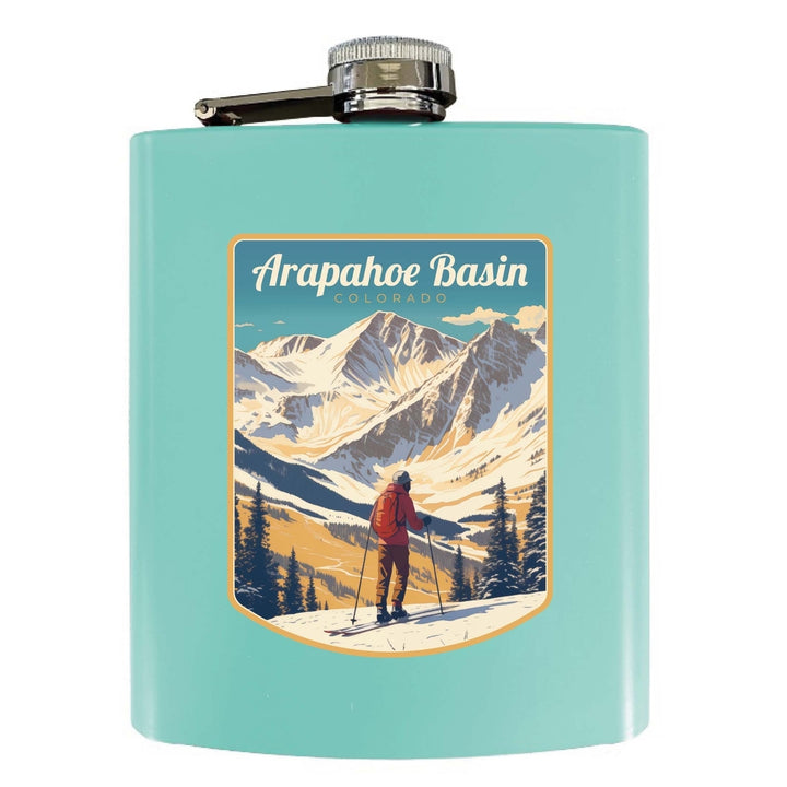 Arapahoe Basin Design A Souvenir 7 oz Steel Flask Matte Finish Image 3