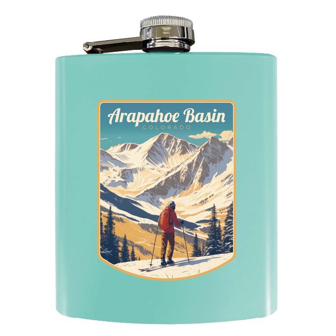 Arapahoe Basin Design A Souvenir 7 oz Steel Flask Matte Finish Image 1