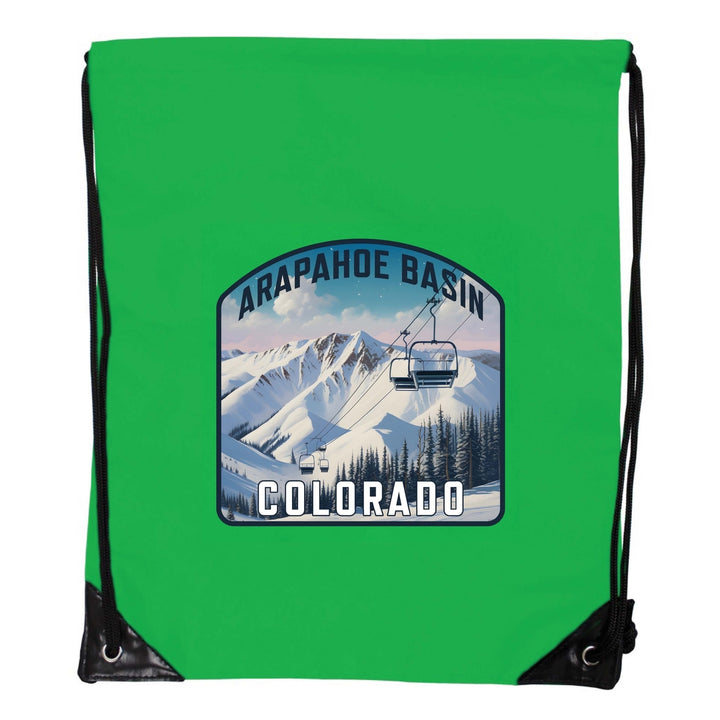 Arapahoe Basin Design B Souvenir Cinch Bag with Drawstring Backpack Image 3