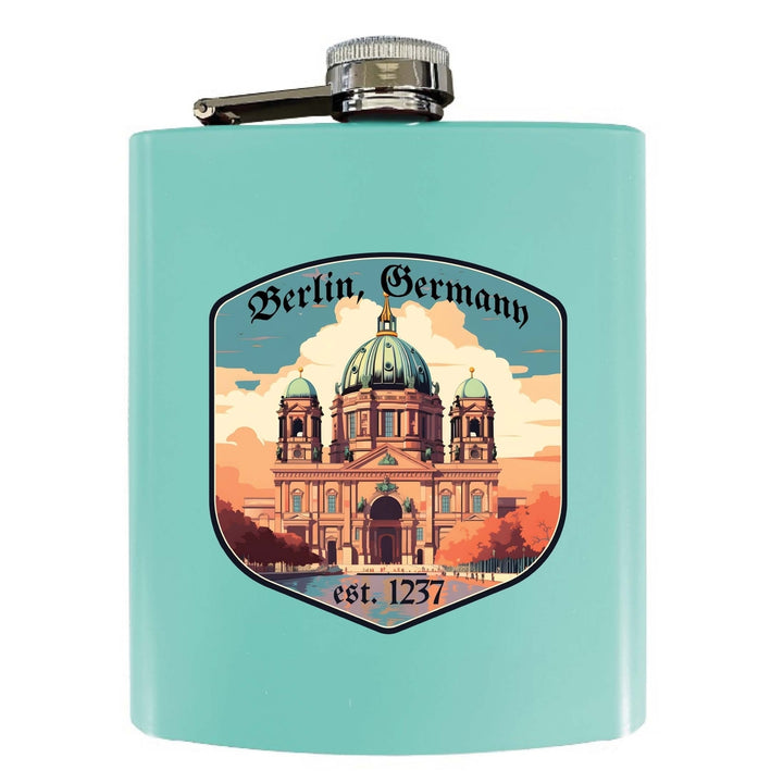 Berlin Germany Design B Souvenir 7 oz Steel Flask Matte Finish Image 1