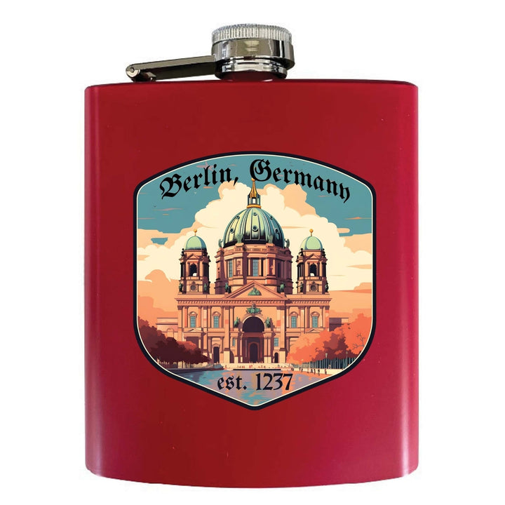 Berlin Germany Design B Souvenir 7 oz Steel Flask Matte Finish Image 2