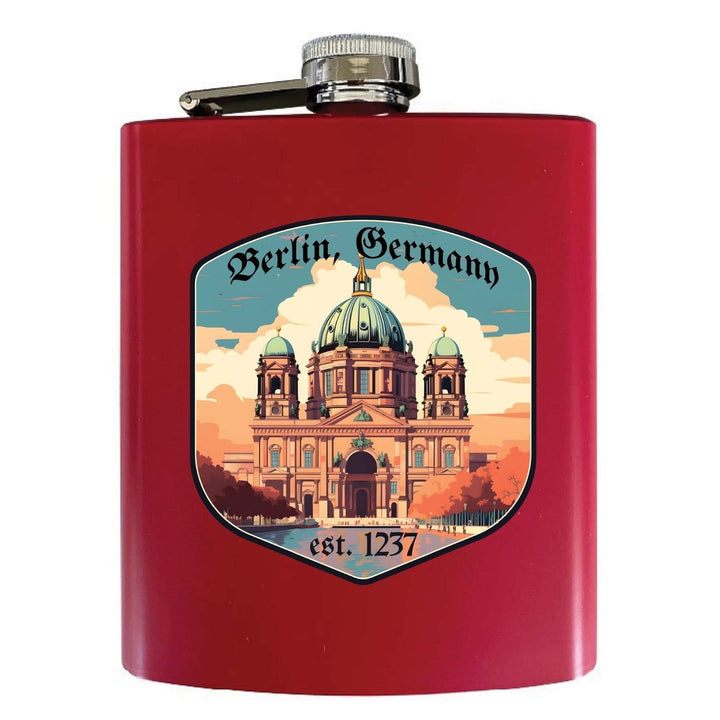 Berlin Germany Design B Souvenir 7 oz Steel Flask Matte Finish Image 1