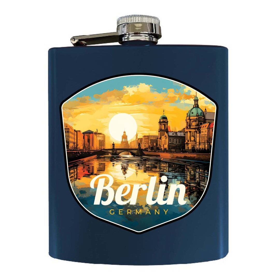 Berlin Germany Design C Souvenir 7 oz Steel Flask Matte Finish Image 3