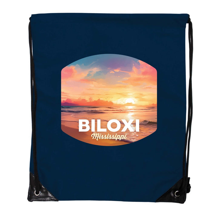 Biloxi Mississippi Design B Souvenir Cinch Bag with Drawstring Backpack Image 1