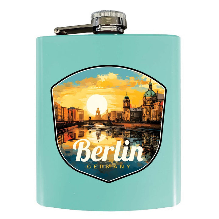 Berlin Germany Design C Souvenir 7 oz Steel Flask Matte Finish Image 4