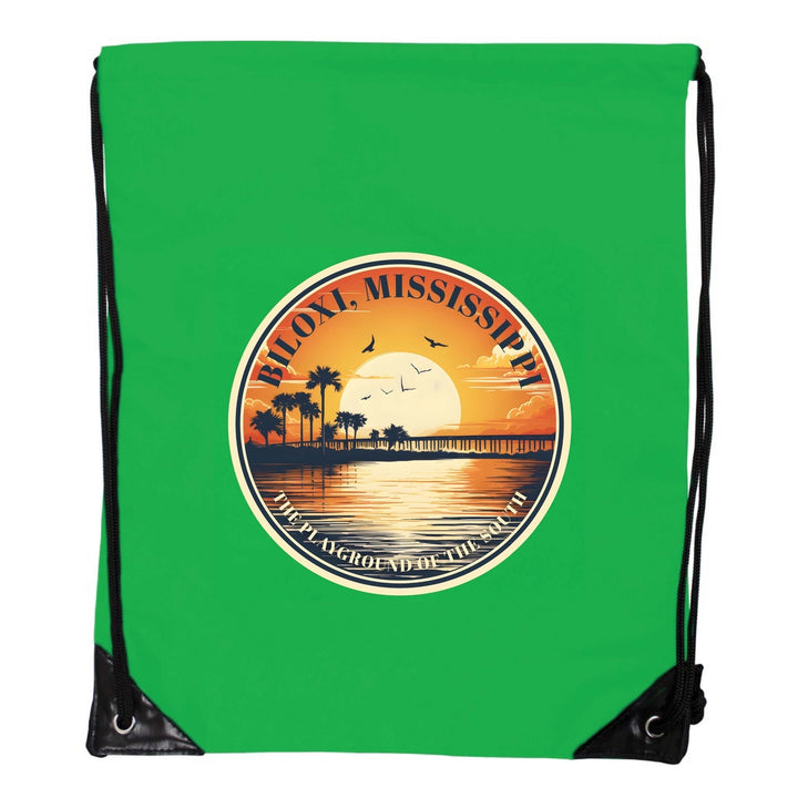 Biloxi Mississippi Design A Souvenir Cinch Bag with Drawstring Backpack Image 3