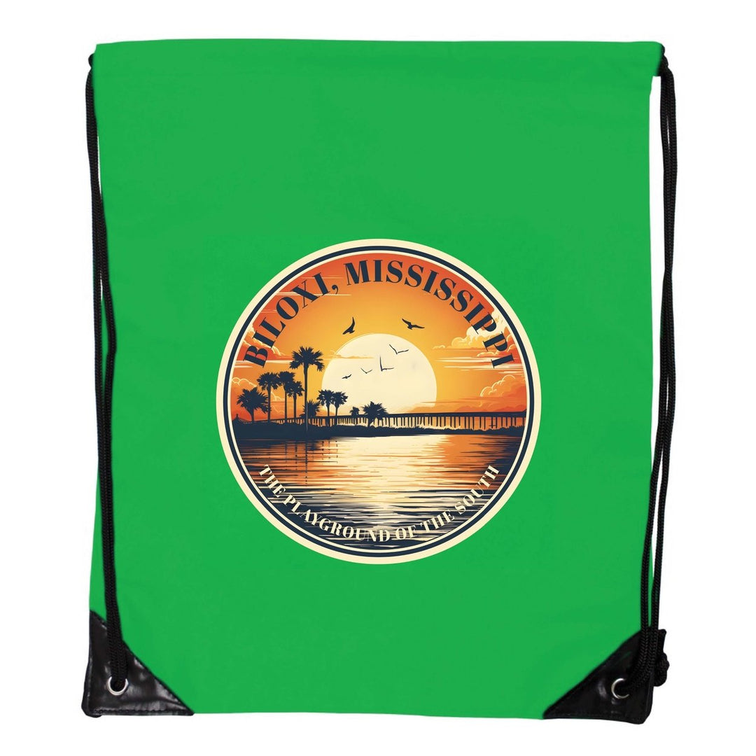 Biloxi Mississippi Design A Souvenir Cinch Bag with Drawstring Backpack Image 1