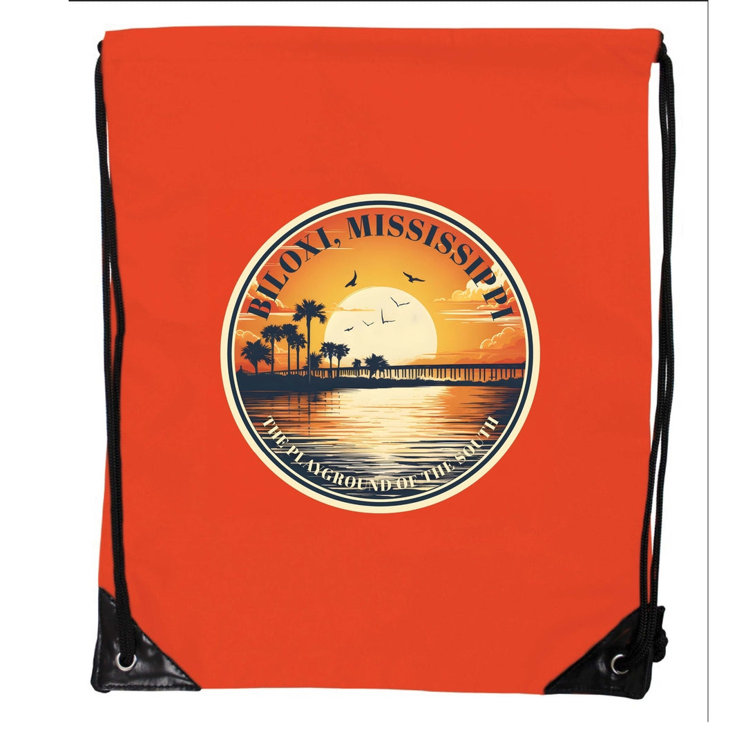 Biloxi Mississippi Design A Souvenir Cinch Bag with Drawstring Backpack Image 4