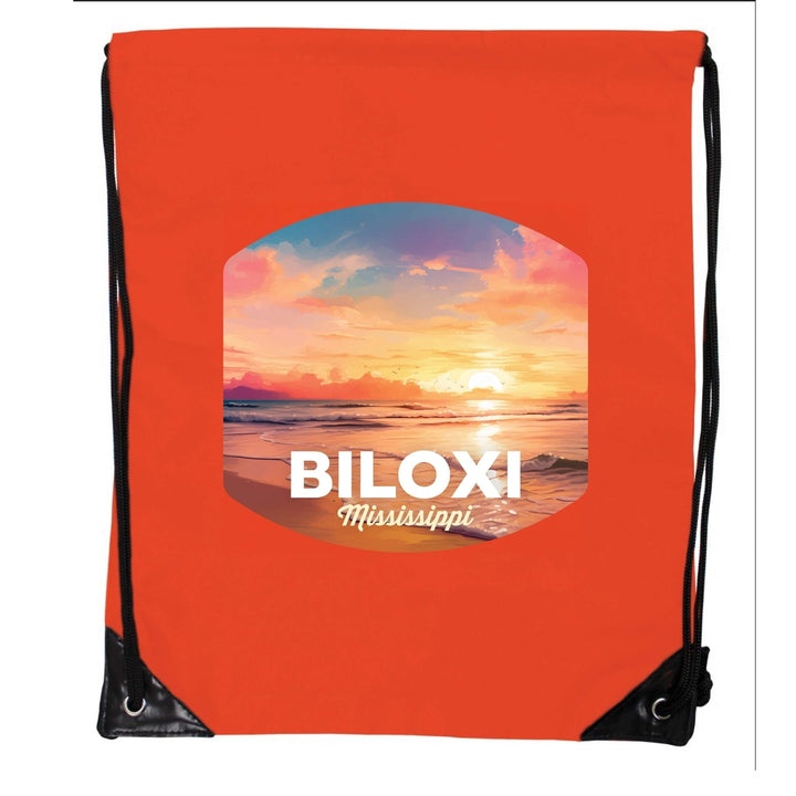 Biloxi Mississippi Design B Souvenir Cinch Bag with Drawstring Backpack Image 3