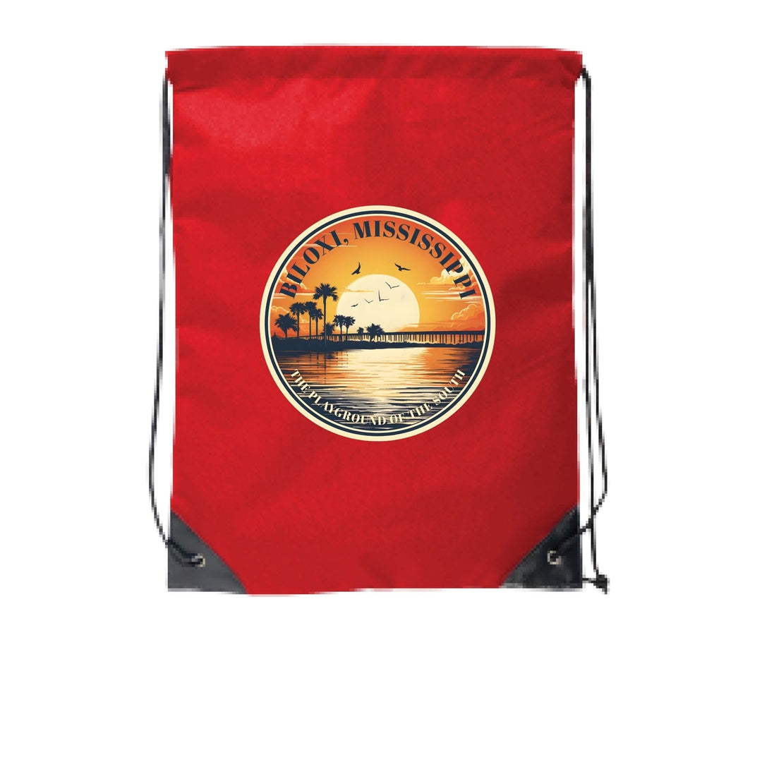 Biloxi Mississippi Design A Souvenir Cinch Bag with Drawstring Backpack Image 4