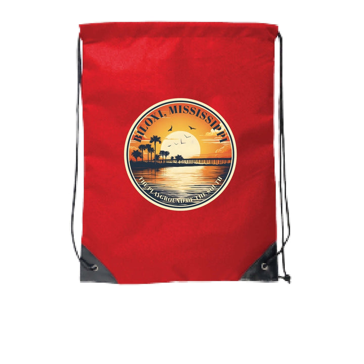 Biloxi Mississippi Design A Souvenir Cinch Bag with Drawstring Backpack Image 4