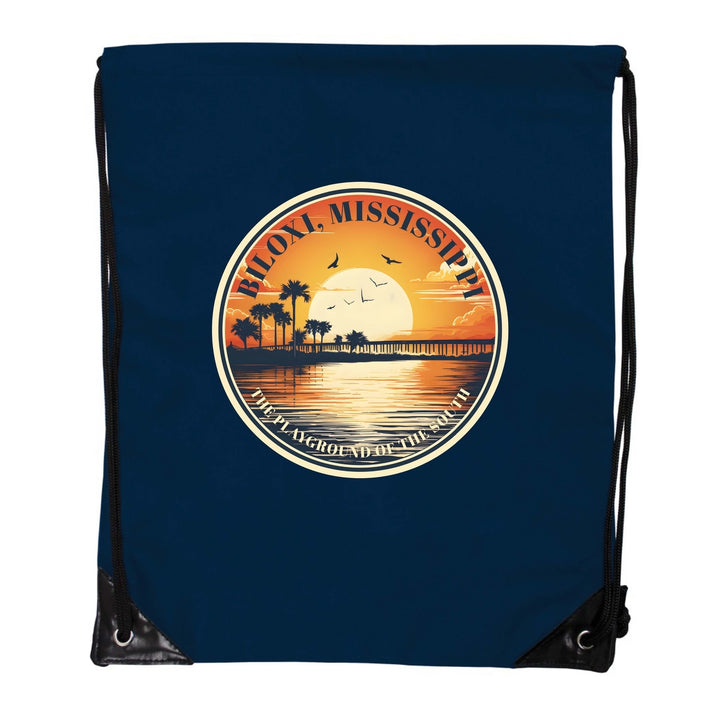 Biloxi Mississippi Design A Souvenir Cinch Bag with Drawstring Backpack Image 6