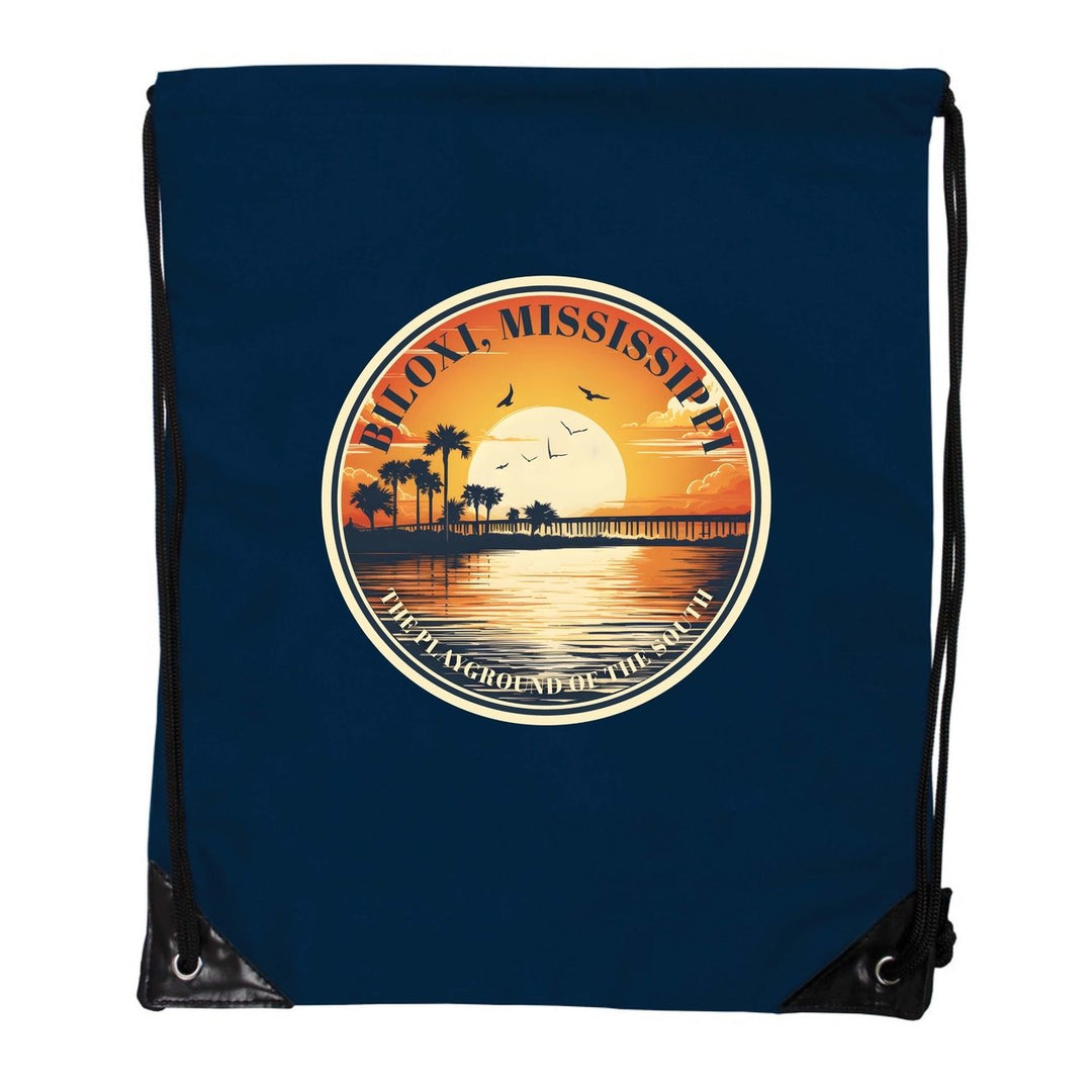 Biloxi Mississippi Design A Souvenir Cinch Bag with Drawstring Backpack Image 1