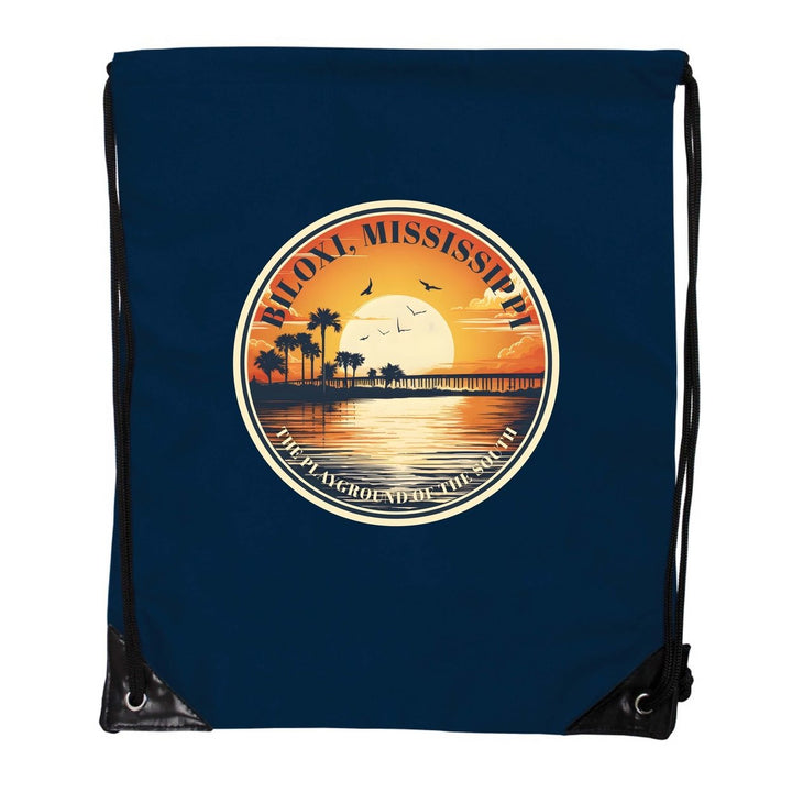 Biloxi Mississippi Design A Souvenir Cinch Bag with Drawstring Backpack Image 1