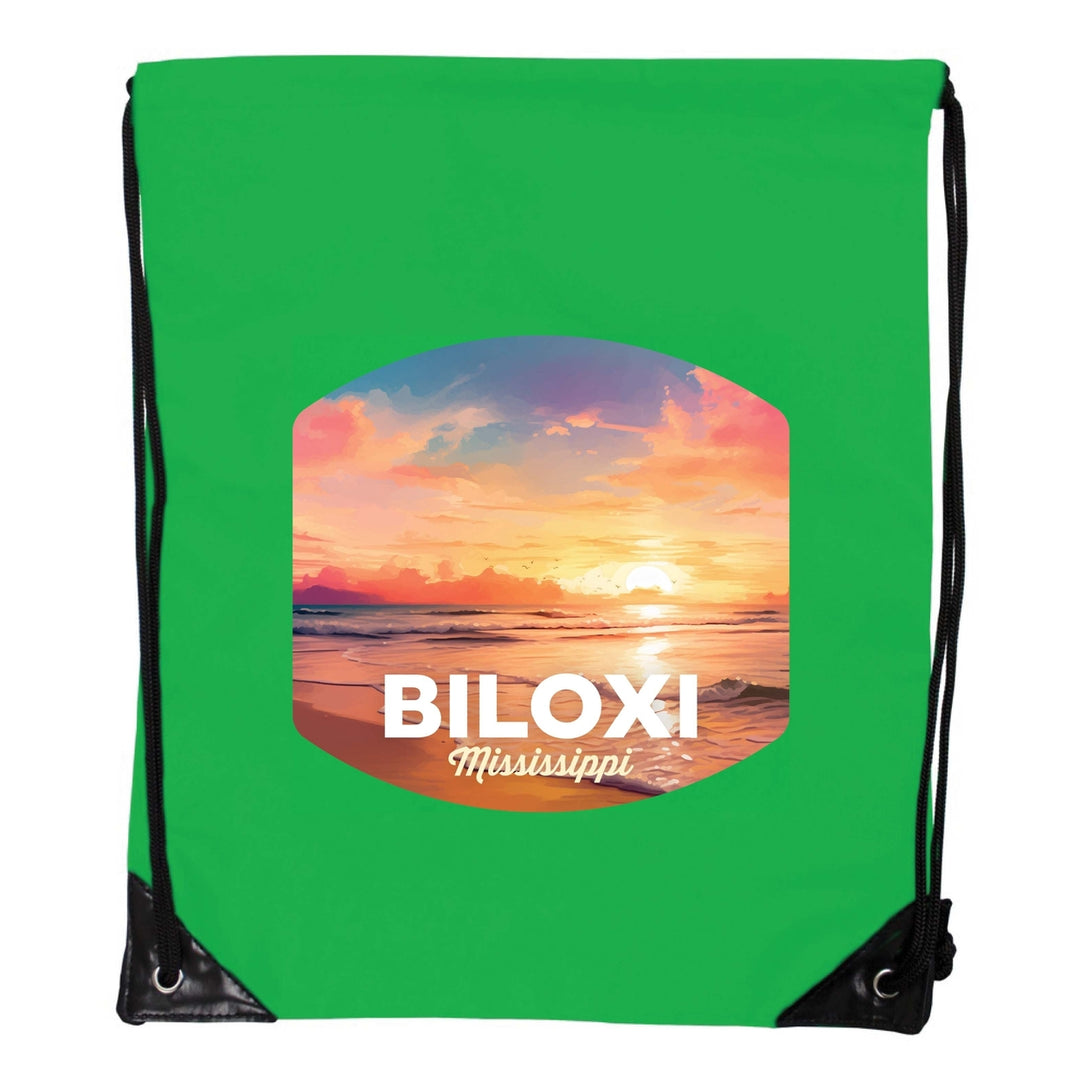 Biloxi Mississippi Design B Souvenir Cinch Bag with Drawstring Backpack Image 4