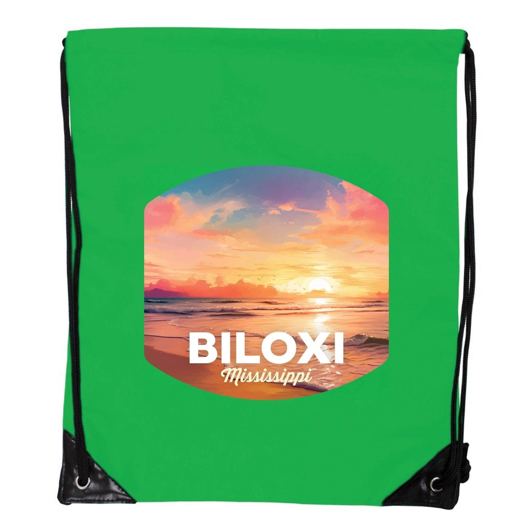 Biloxi Mississippi Design B Souvenir Cinch Bag with Drawstring Backpack Image 1