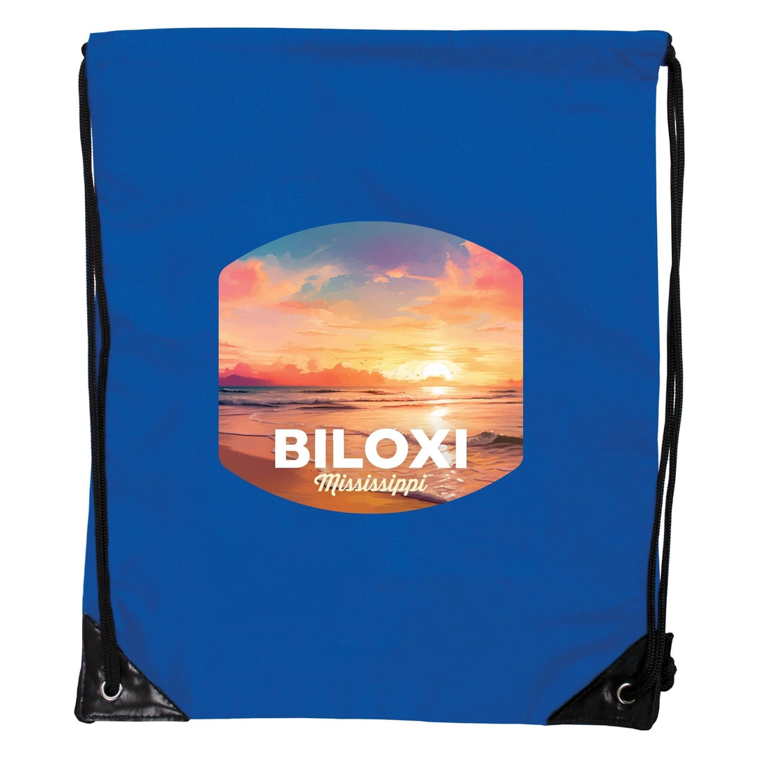 Biloxi Mississippi Design B Souvenir Cinch Bag with Drawstring Backpack Image 4