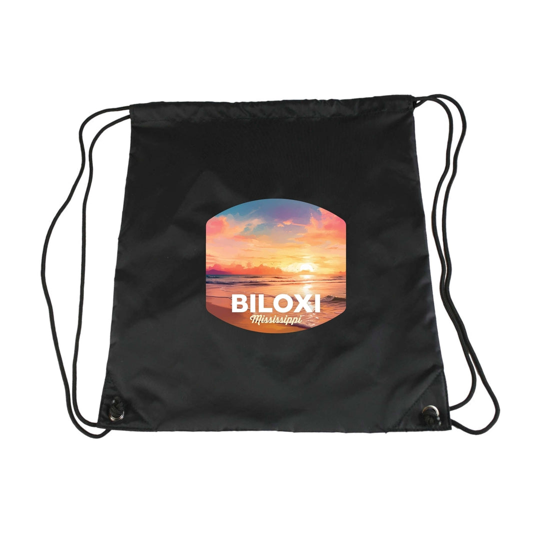 Biloxi Mississippi Design B Souvenir Cinch Bag with Drawstring Backpack Image 6