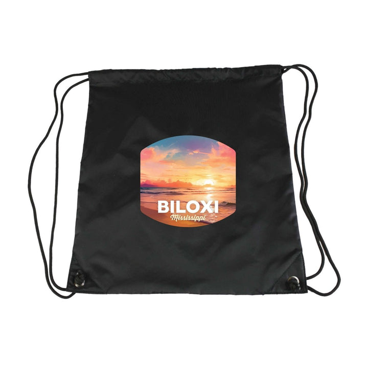 Biloxi Mississippi Design B Souvenir Cinch Bag with Drawstring Backpack Image 1