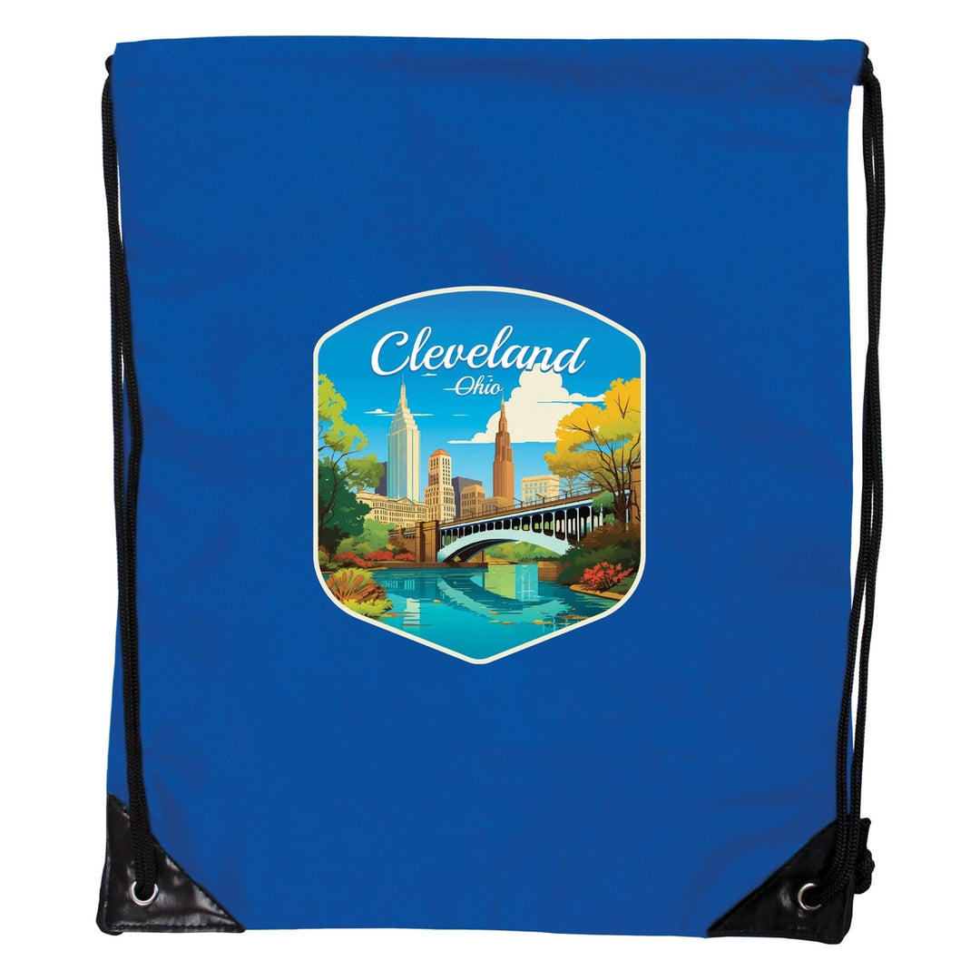 Cleveland Ohio Design B Souvenir Cinch Bag with Drawstring Backpack Image 1