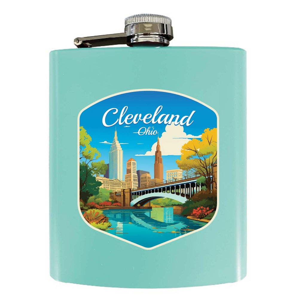 Cleveland Ohio Design B Souvenir 7 oz Steel Flask Matte Finish Image 2