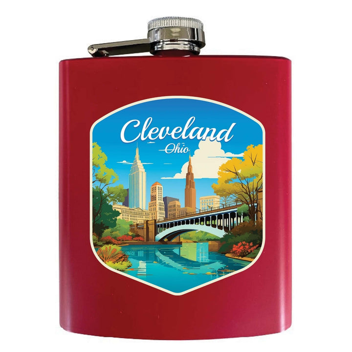 Cleveland Ohio Design B Souvenir 7 oz Steel Flask Matte Finish Image 3