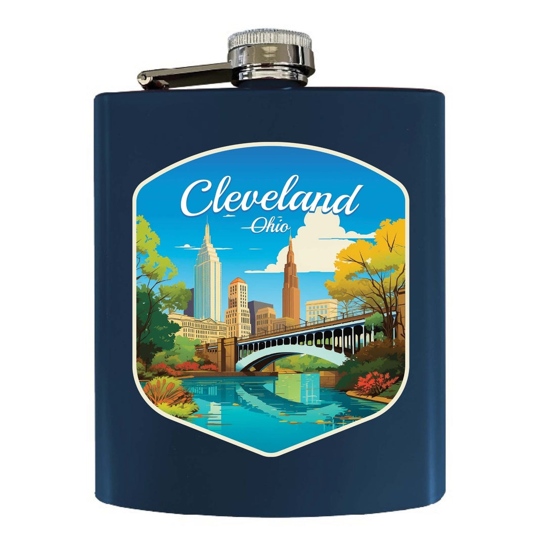 Cleveland Ohio Design B Souvenir 7 oz Steel Flask Matte Finish Image 4