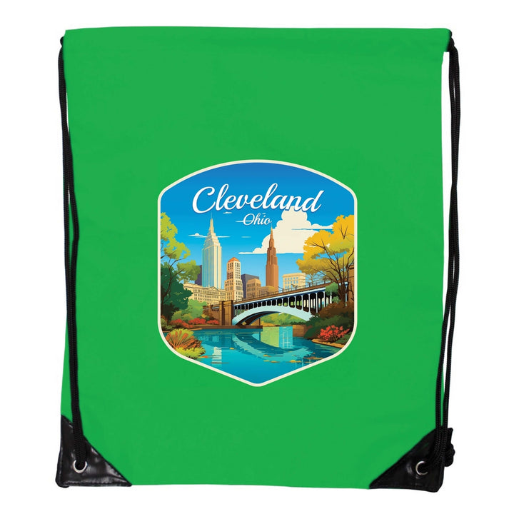 Cleveland Ohio Design B Souvenir Cinch Bag with Drawstring Backpack Image 3