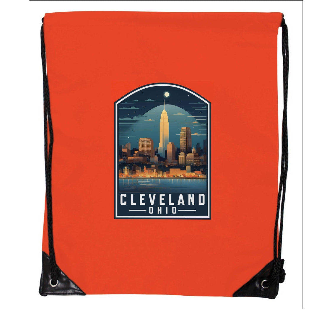 Cleveland Ohio Design A Souvenir Cinch Bag with Drawstring Backpack Image 4