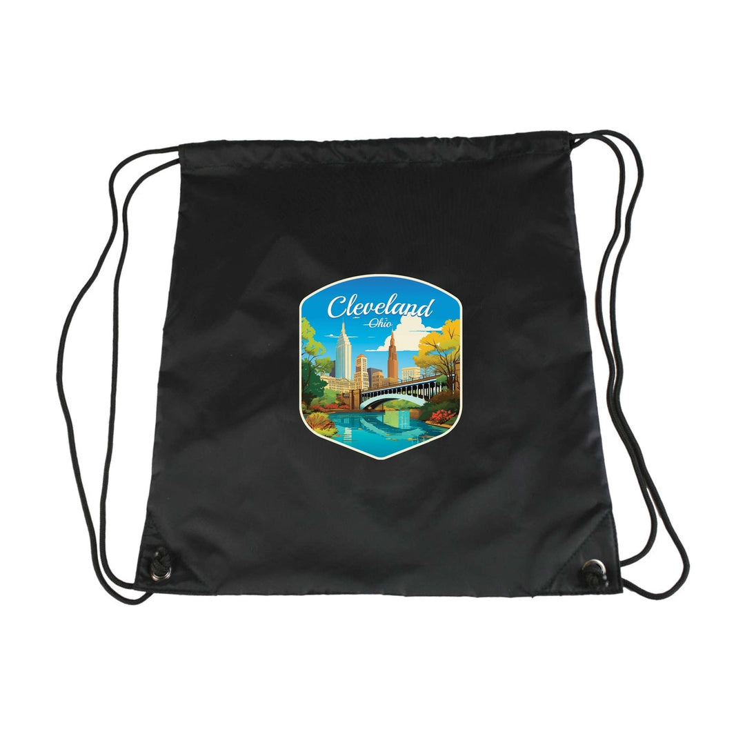 Cleveland Ohio Design B Souvenir Cinch Bag with Drawstring Backpack Image 4