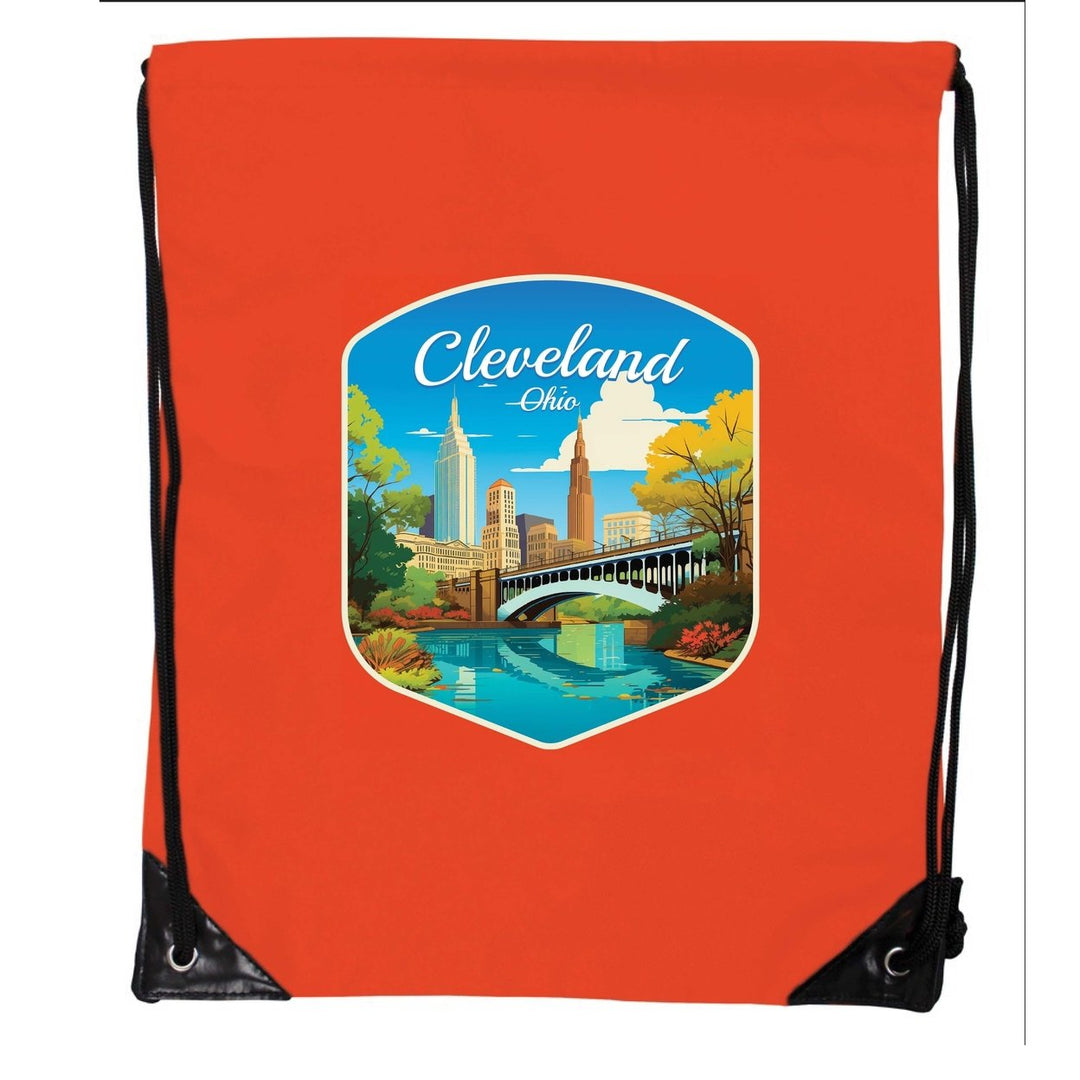 Cleveland Ohio Design B Souvenir Cinch Bag with Drawstring Backpack Image 6