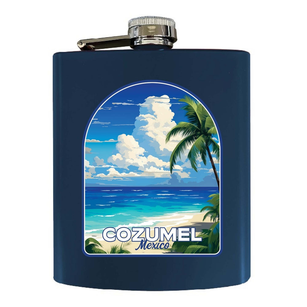 Cozumel Mexico Design C Souvenir 7 oz Steel Flask Matte Finish Image 2
