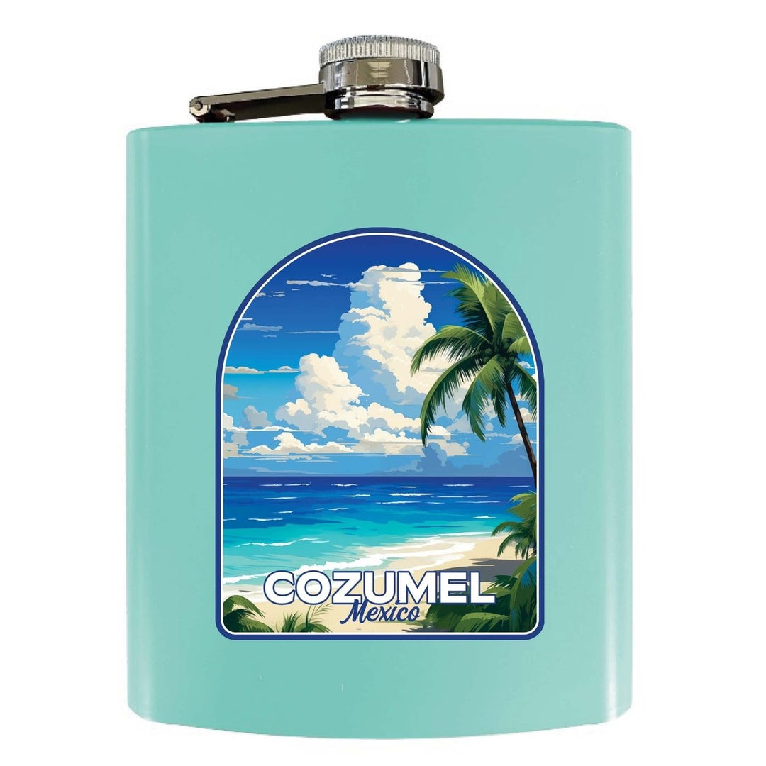 Cozumel Mexico Design C Souvenir 7 oz Steel Flask Matte Finish Image 1