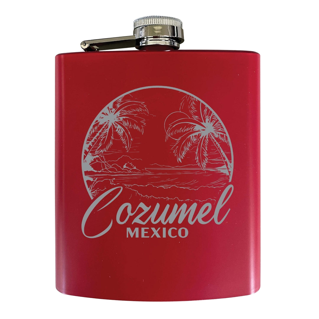 Cozumel Mexico Souvenir 7 oz Engraved Steel Flask Matte Finish Image 1