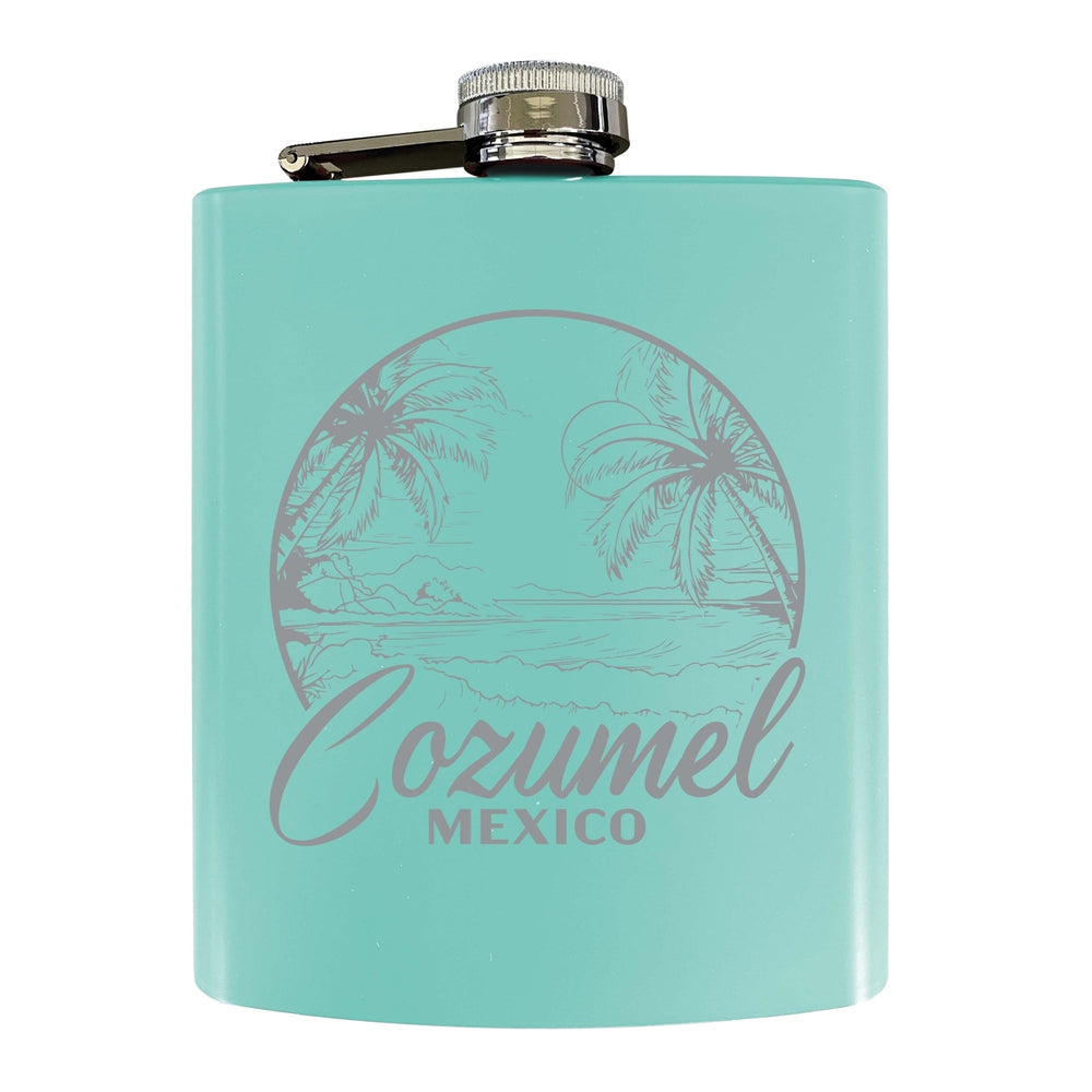 Cozumel Mexico Souvenir 7 oz Engraved Steel Flask Matte Finish Image 2