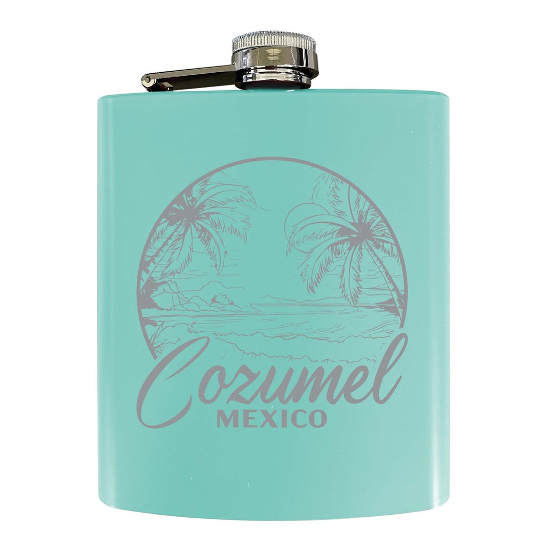 Cozumel Mexico Souvenir 7 oz Engraved Steel Flask Matte Finish Image 1