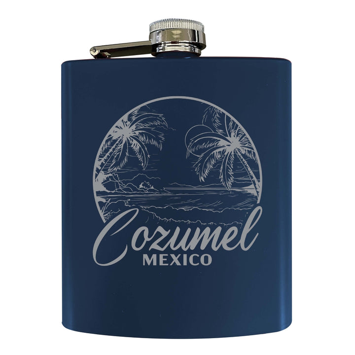 Cozumel Mexico Souvenir 7 oz Engraved Steel Flask Matte Finish Image 3