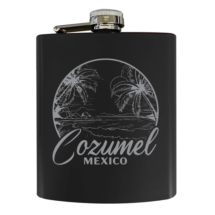 Cozumel Mexico Souvenir 7 oz Engraved Steel Flask Matte Finish Image 4