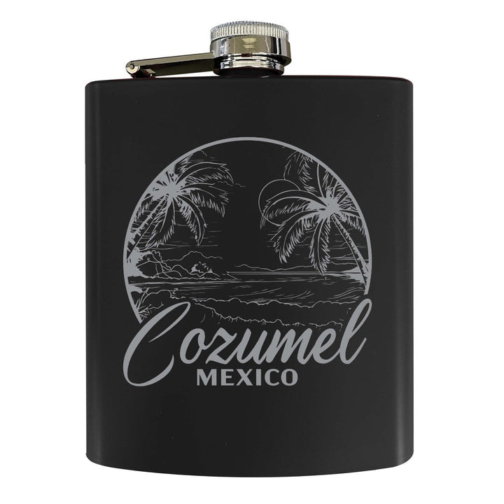 Cozumel Mexico Souvenir 7 oz Engraved Steel Flask Matte Finish Image 1