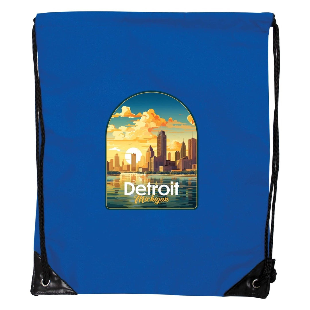 Detroit Michigan Design B Souvenir Cinch Bag with Drawstring Backpack Image 1