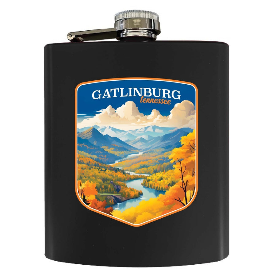 Gatlinburg Tennessee Design D Souvenir 7 oz Steel Flask Matte Finish Image 1