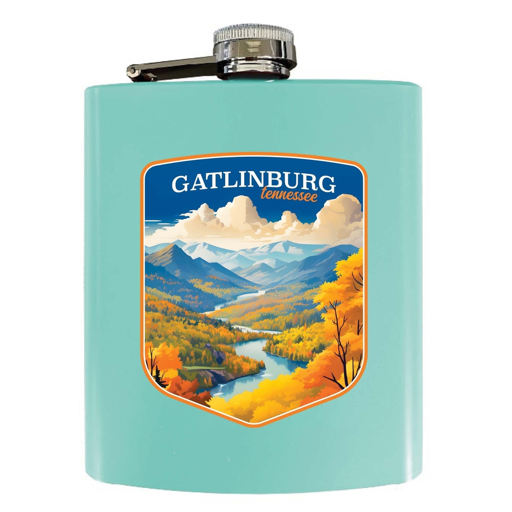 Gatlinburg Tennessee Design D Souvenir 7 oz Steel Flask Matte Finish Image 2